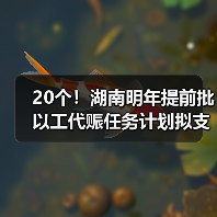 20个！湖南明年提前批以工代赈任务计划拟支持项目出炉