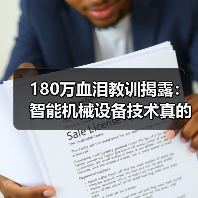 180万血泪教训揭露:智能机械设备技术真的靠谱吗?(图1) 180万血泪教训揭露:智能机械设备技术真的靠谱吗?(图1)